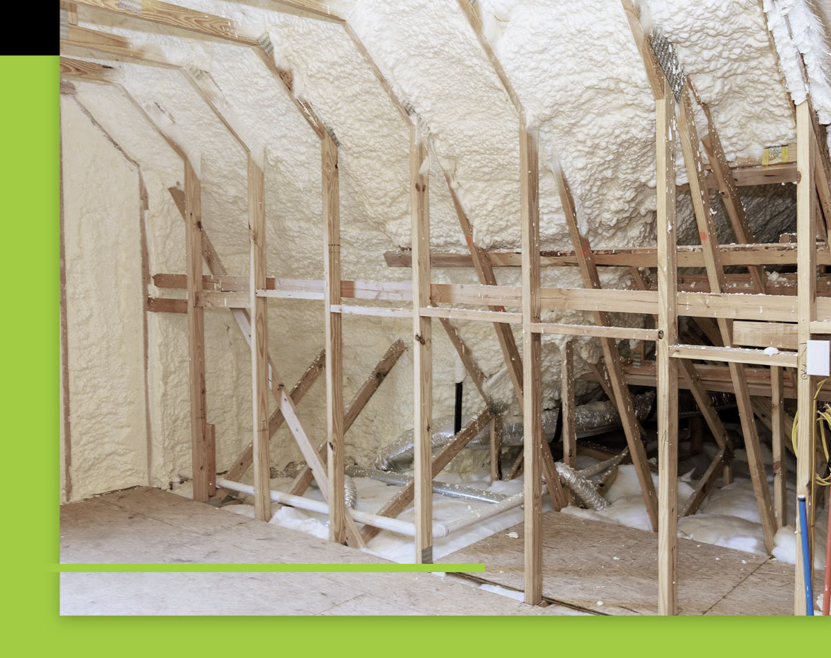 attic with foam insulation